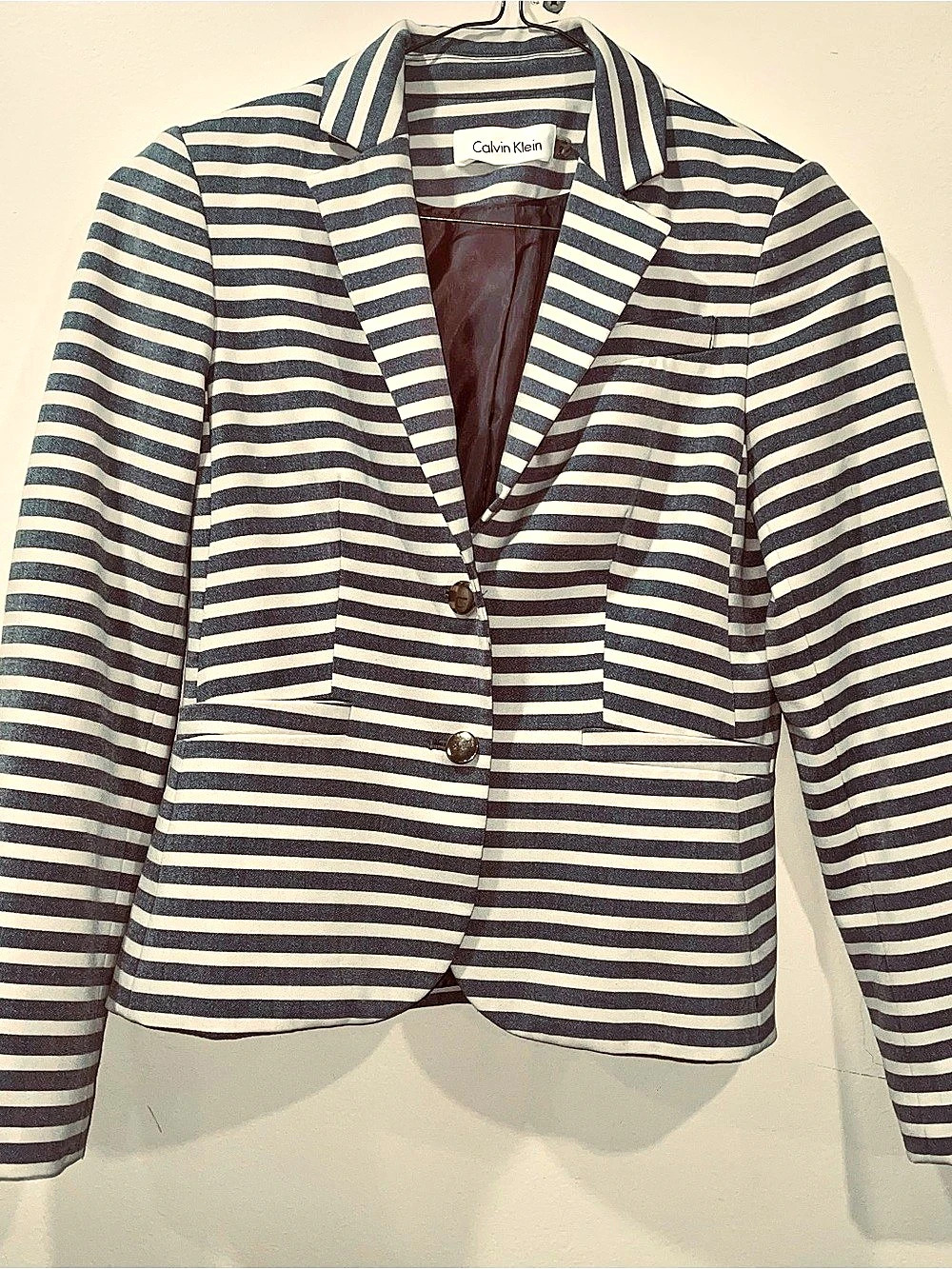 Calvin Klein Striped Blazer Blue & White Size 2.